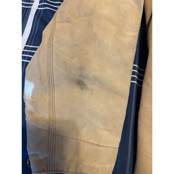 VTG Carhartt Barn Chore Tan Jacket Blanket Lined Work Coat HD Canvas Mens - Picture 12 of 16